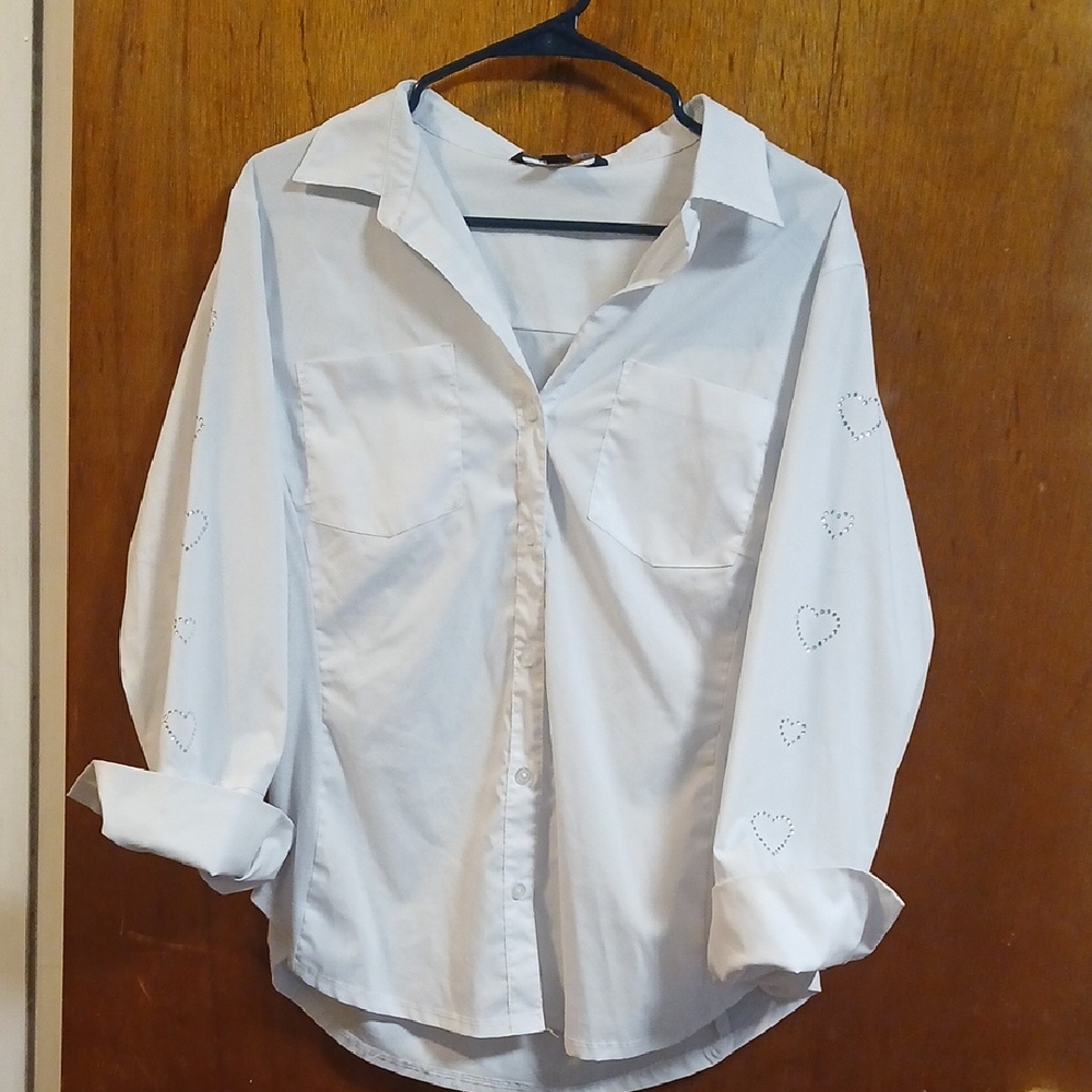White Button-Up Womens Shirt